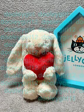 Jellycat Bashful Red Love Heart Bunny Like New With Tags-Authentic
